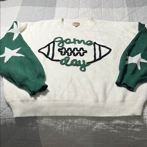 Buckle Cream and Green Game Day Sweater